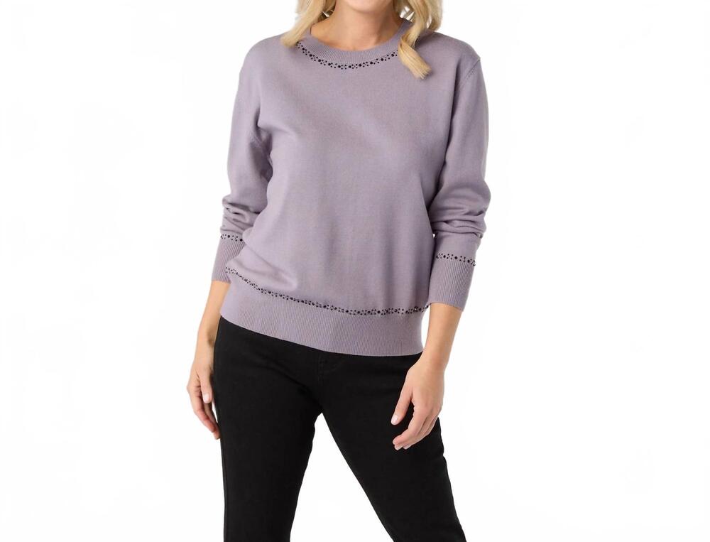 NEW COCO + CARMEN braelyn button back sweater with rhinestones in grey